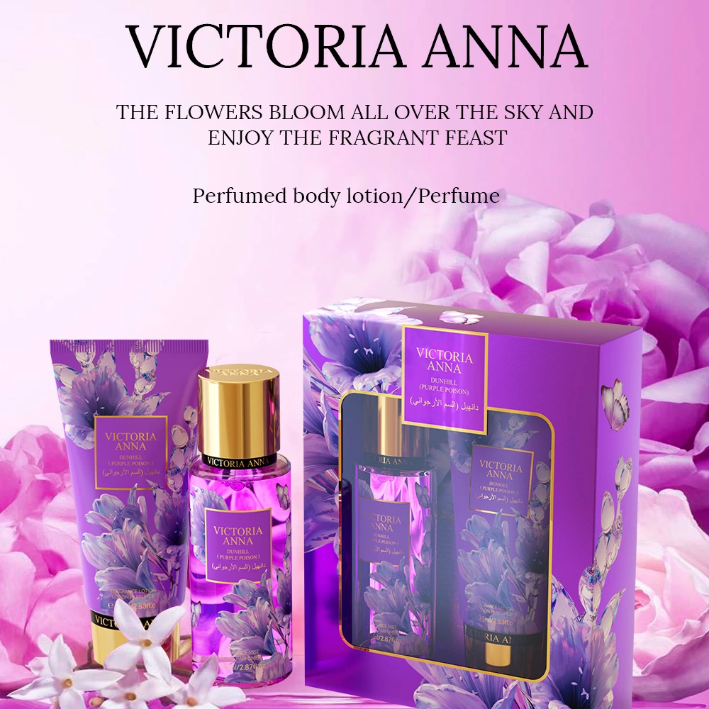 Victoria Anna Whiten Cream Floral Fruity Body Milk Body Cream Lasting Fresh Fragrance Spray Gift Box Body Lotion Set