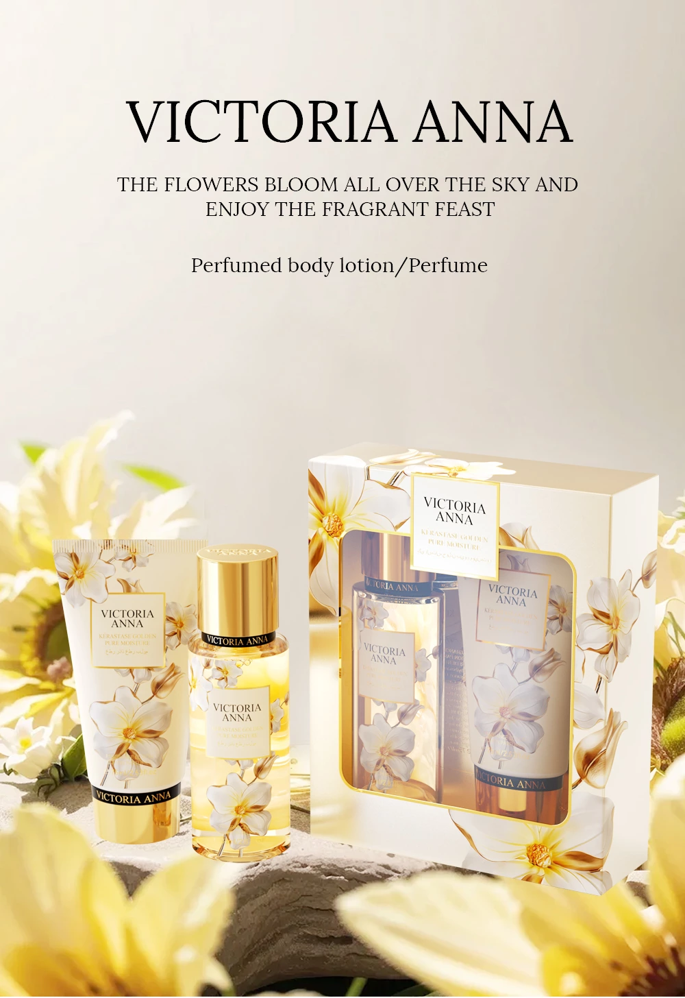 Floral Fragrance Body Moisturizing Set Box Moisturizing Hand Cream Body Lotion Perfume Set Box Skincare Set