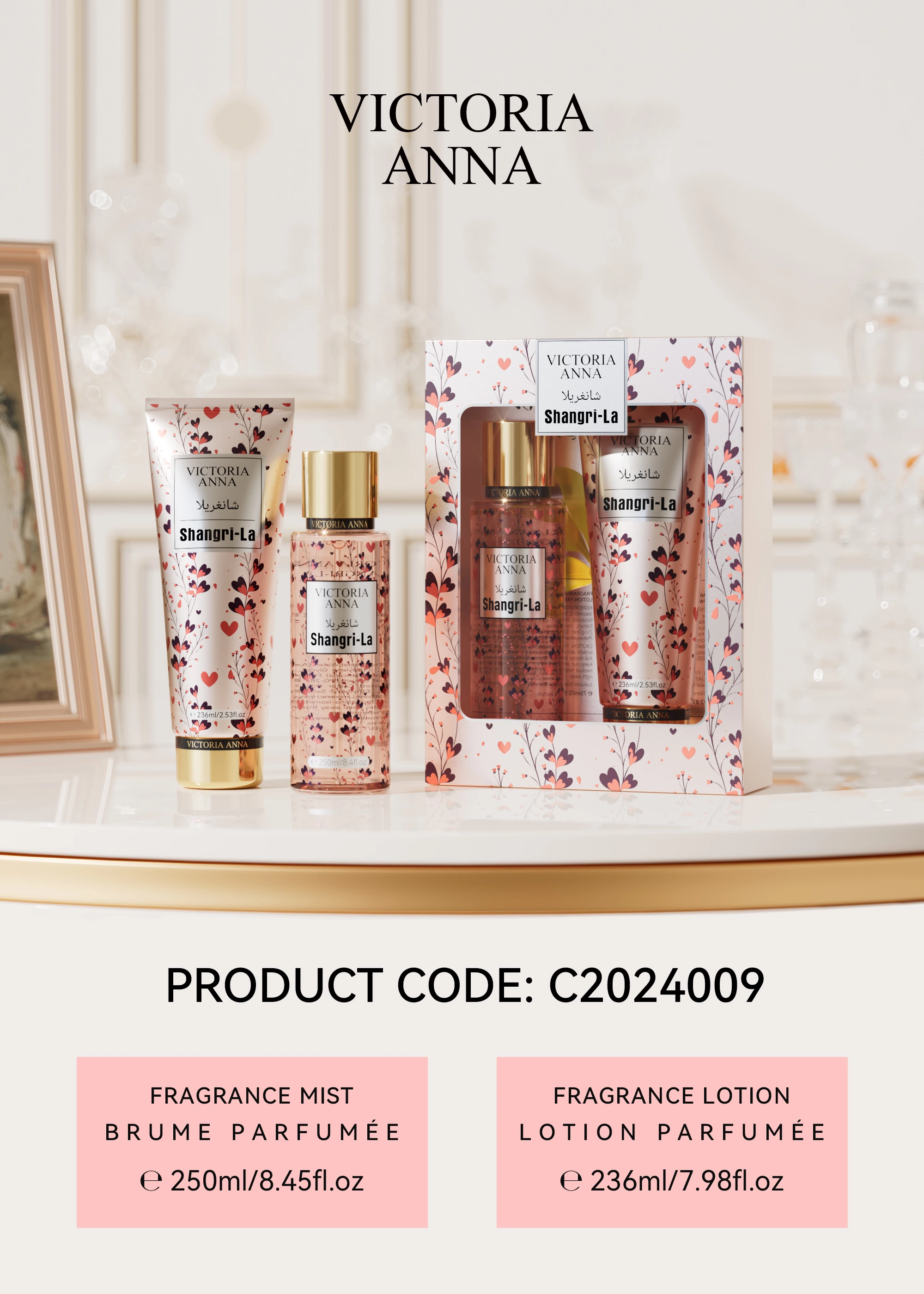 Victoria Anna Body Lotion And Perfume High-end Set, No Additives, Floral And Fruit Formula, Healthy Skin Care, Whitening And Moisturizing