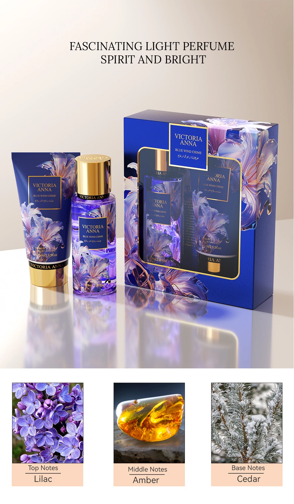 VICTORIA ANNA Fragrance Body Lotion Set has a sweet and soft fragrance that lasts long It includes women perfume