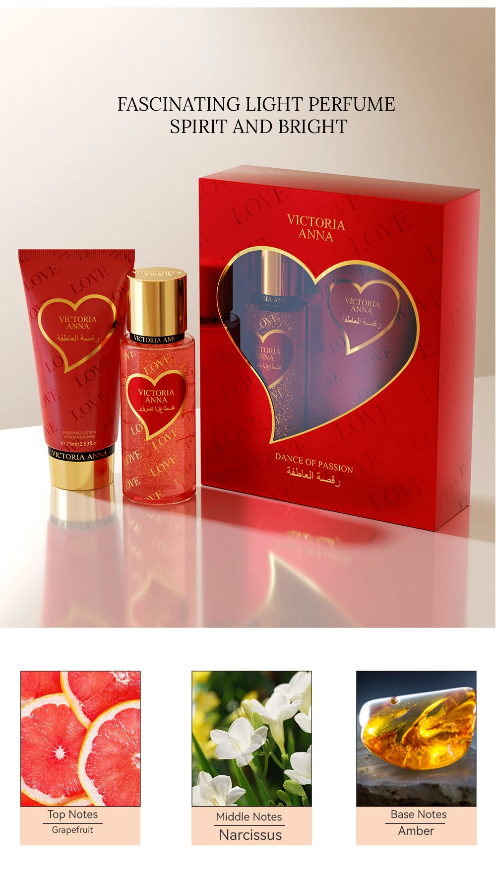 VICTORIA ANNA fragrance series women perfume has a very rich fragrance It a set of perfume and body lotion